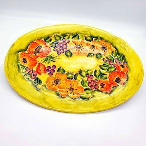 Vintage Mexican Folk Art Pottery Taco Platter
